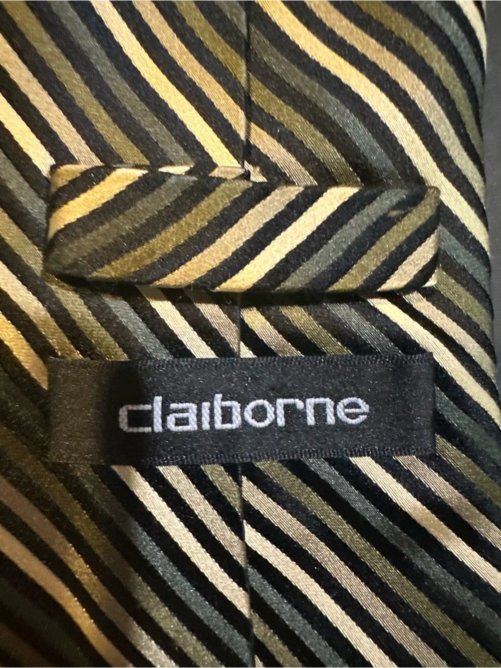 Claiborne Black and Gold Diagonal Stripe Men's Tie